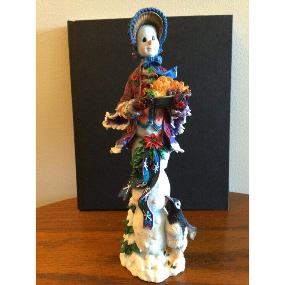 Lenox 1997 Winter Lady Christmas Figurine Snowman Penguin Hand-Painted Porcelain